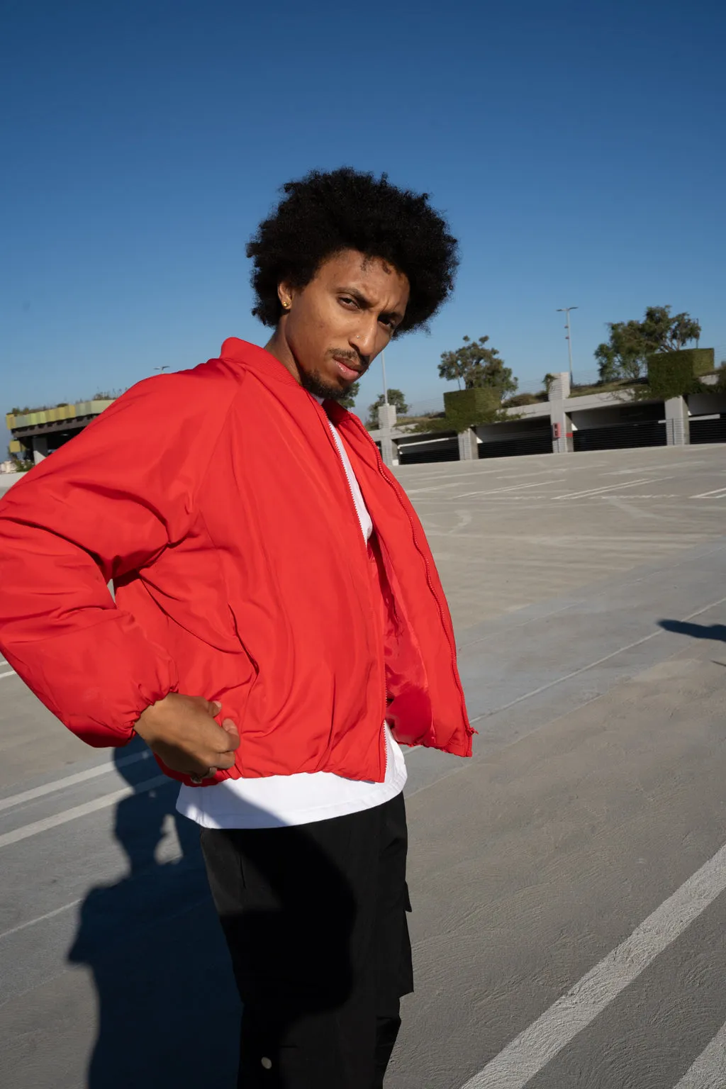 EPTM CAPITAL CROPPED BOMBER-RED