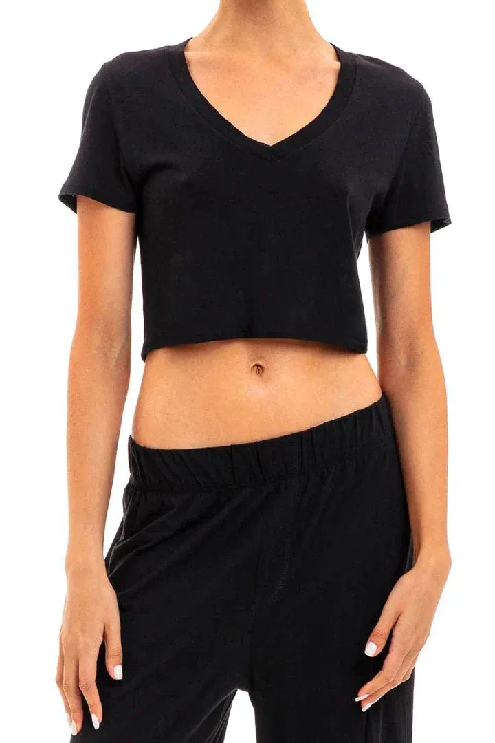 Eterne Cropped Vneck t-shirt black