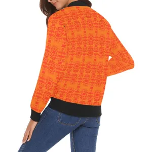 Fire Colors and Turquoise - Orange Bomber Jacket for Women