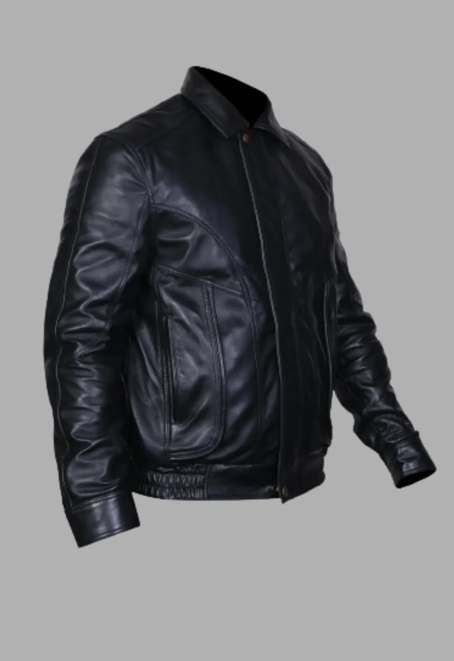 Flight Bomber Safari Leather Jacket