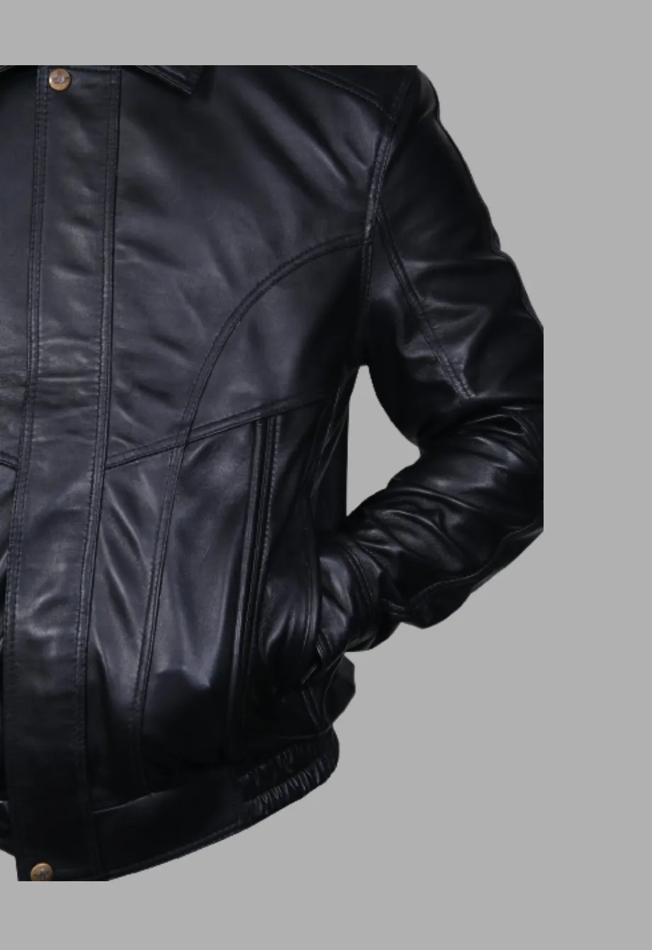 Flight Bomber Safari Leather Jacket