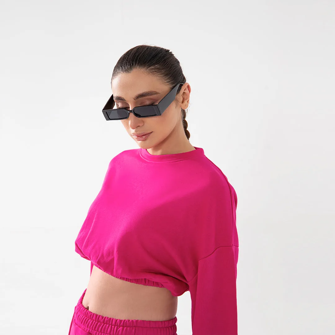 Fuchsia Crop Sweatshirt