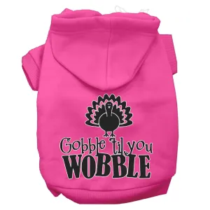 Gobble Til You Wobble Screen Print Dog Hoodie Bright Pink Xxxl