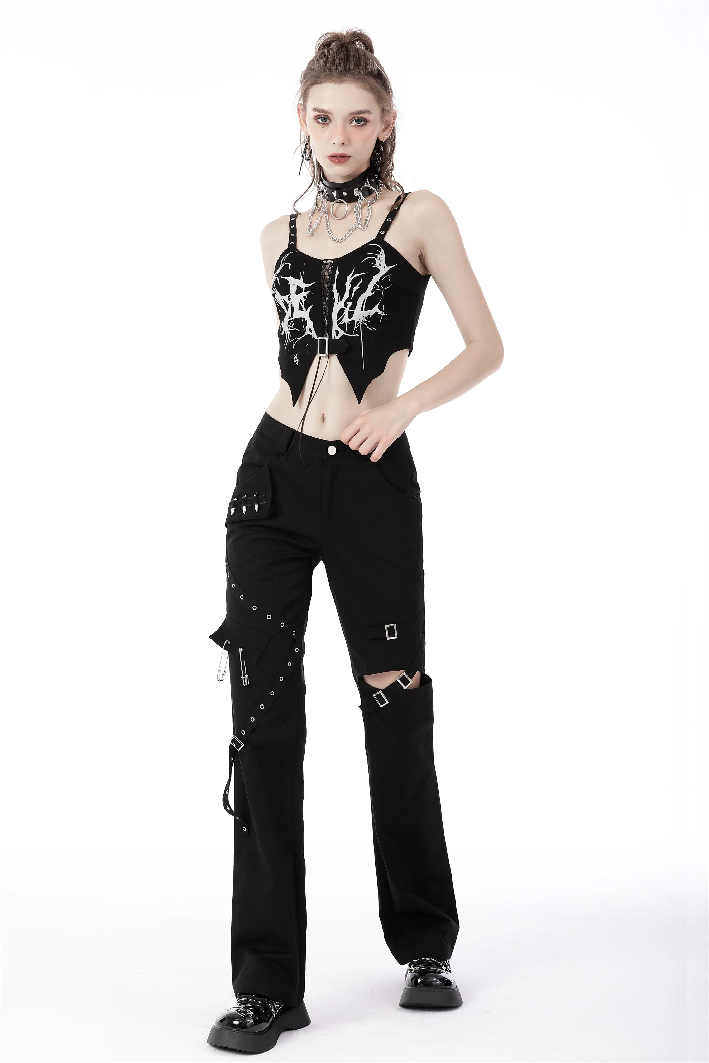 Gothic punk ghost crop top CW039