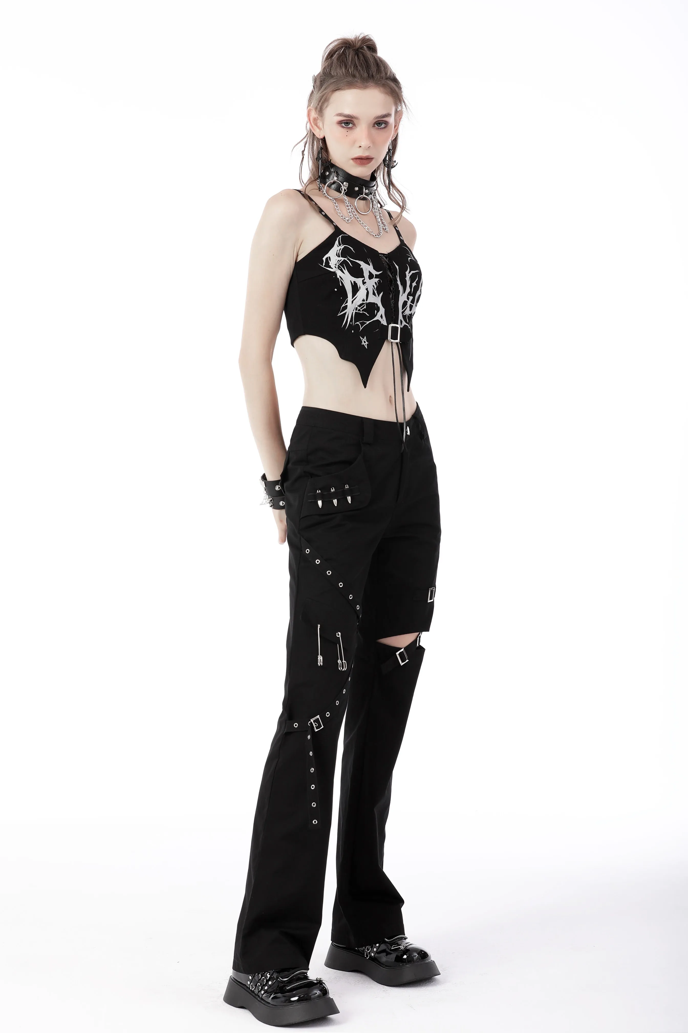 Gothic punk ghost crop top CW039