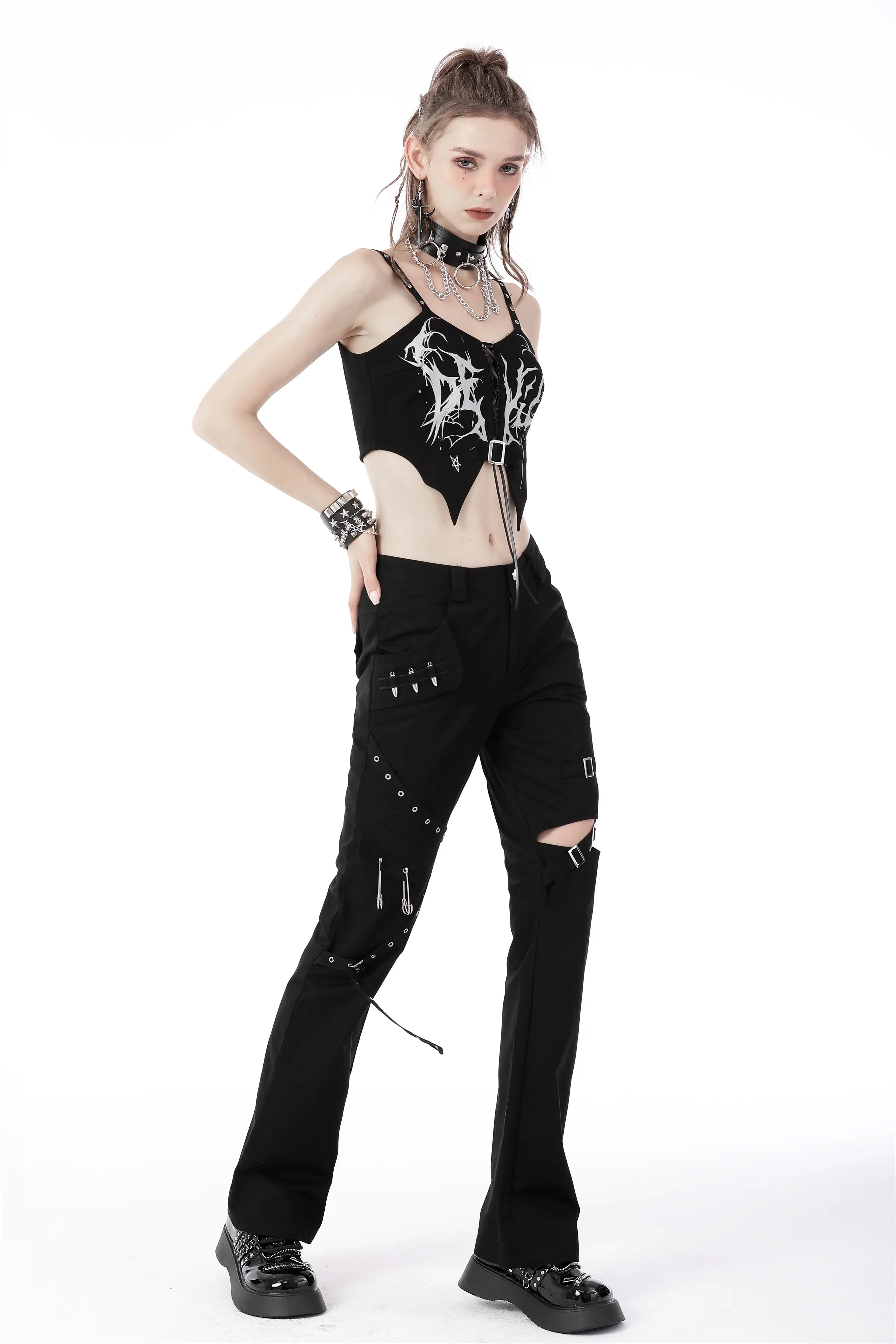 Gothic punk ghost crop top CW039