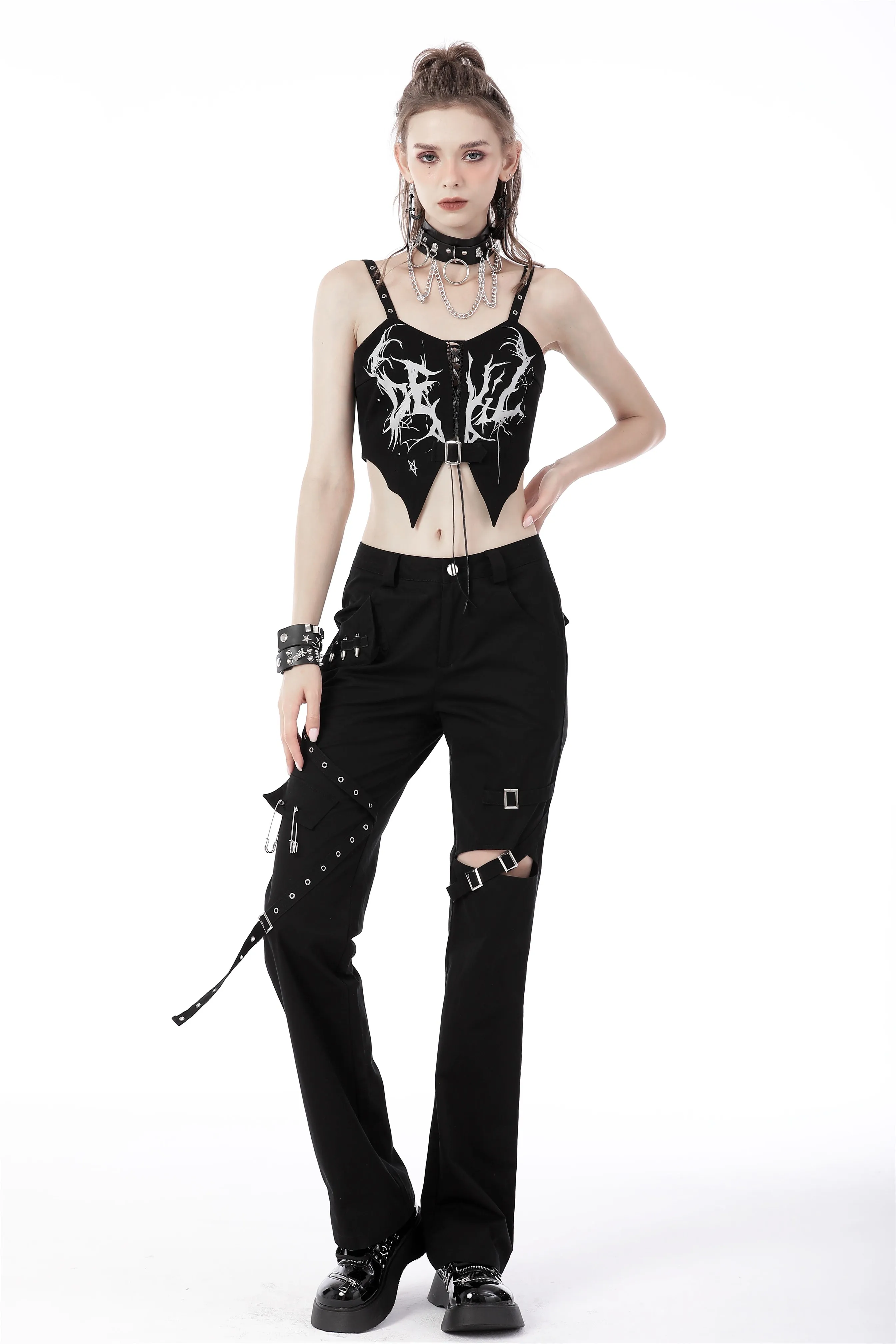 Gothic punk ghost crop top CW039