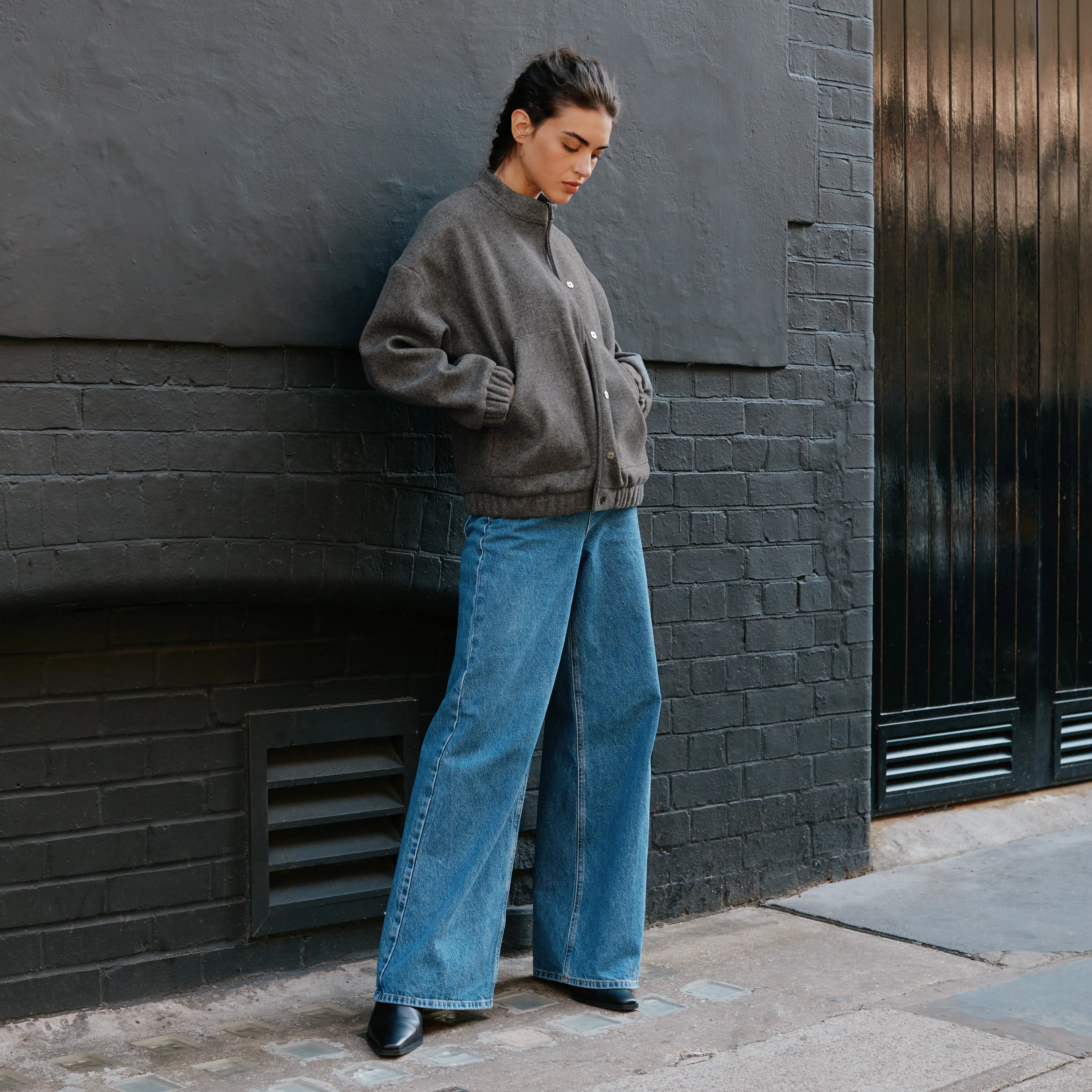 Grey Flannel Bomber Jacket