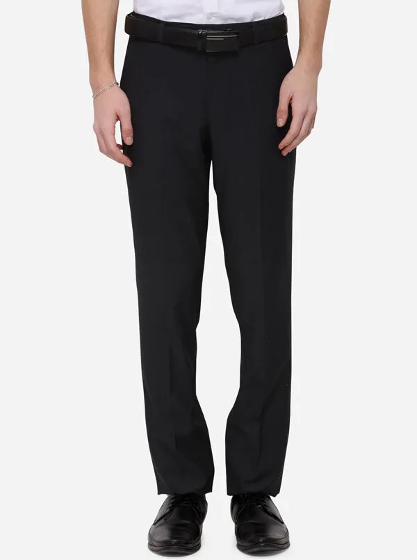 Grey Solid Slim Fit Formal Trouser | Metal