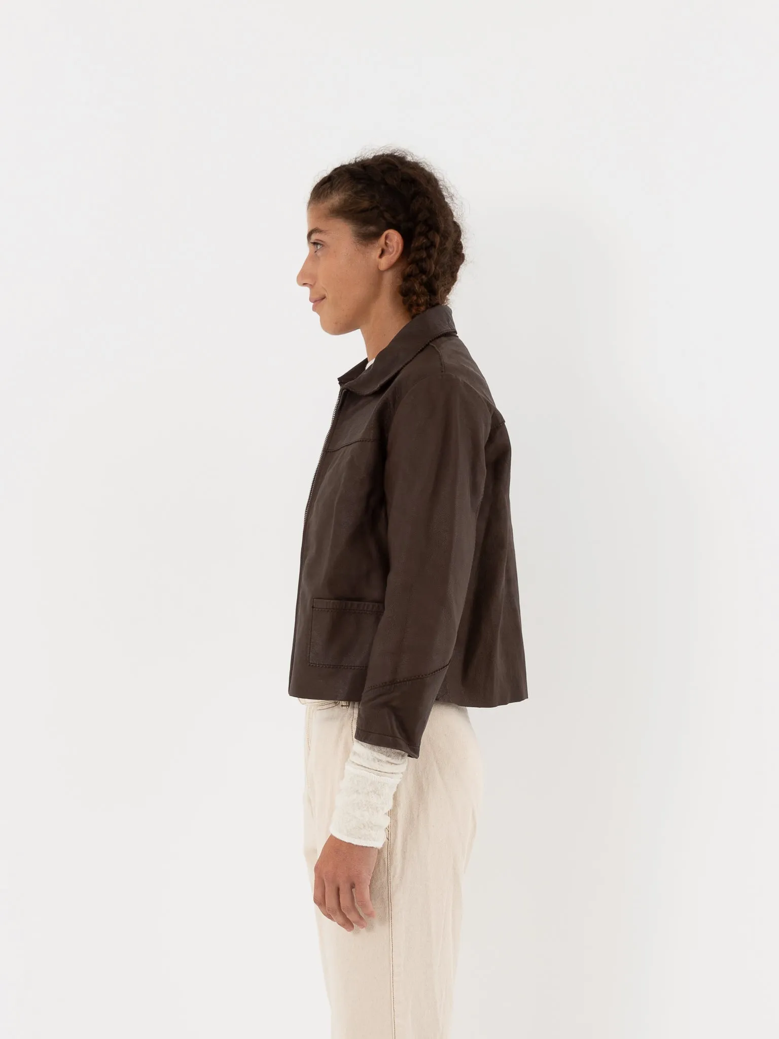 Hazel Brown Little Leather Jacket