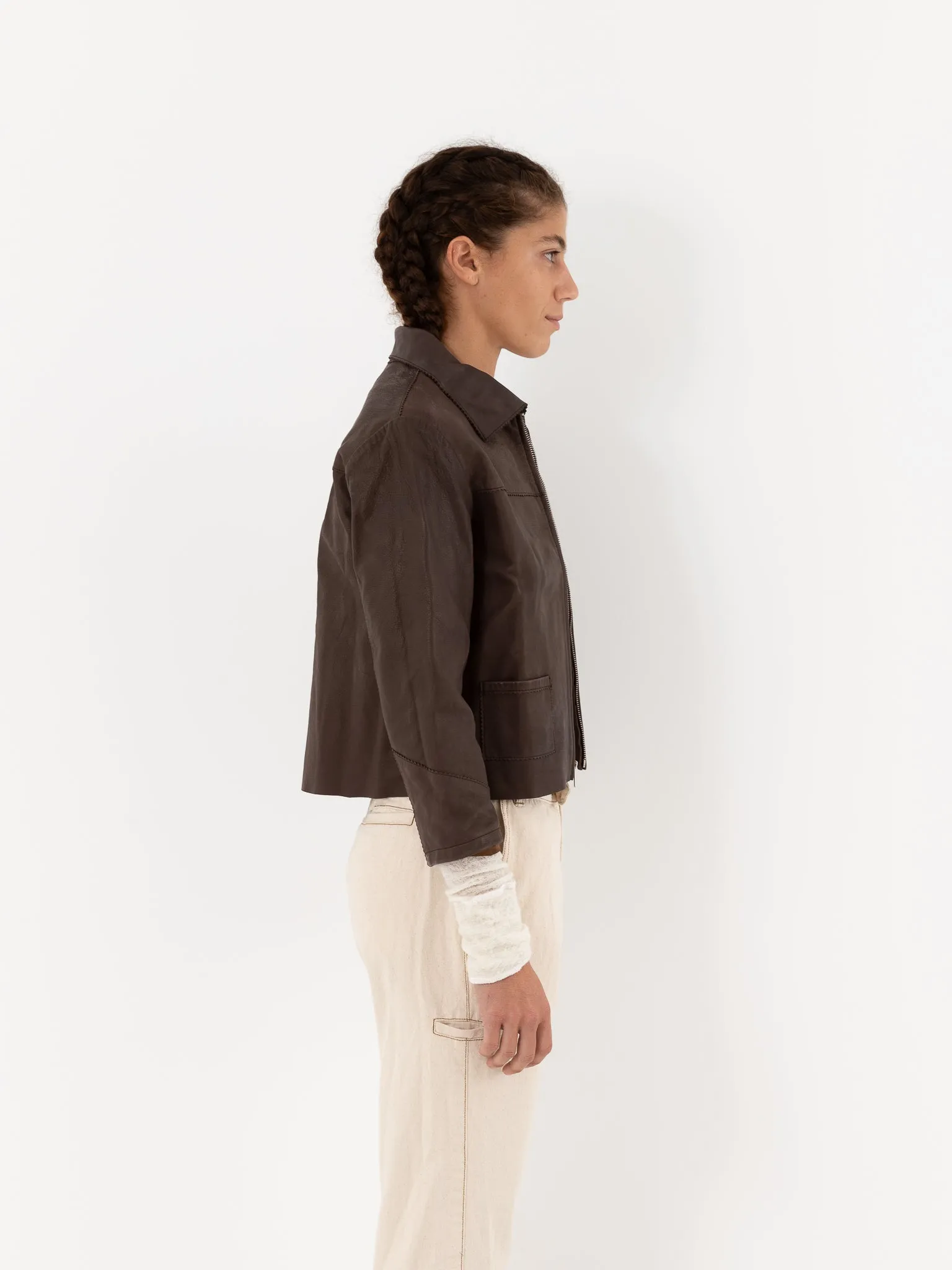 Hazel Brown Little Leather Jacket