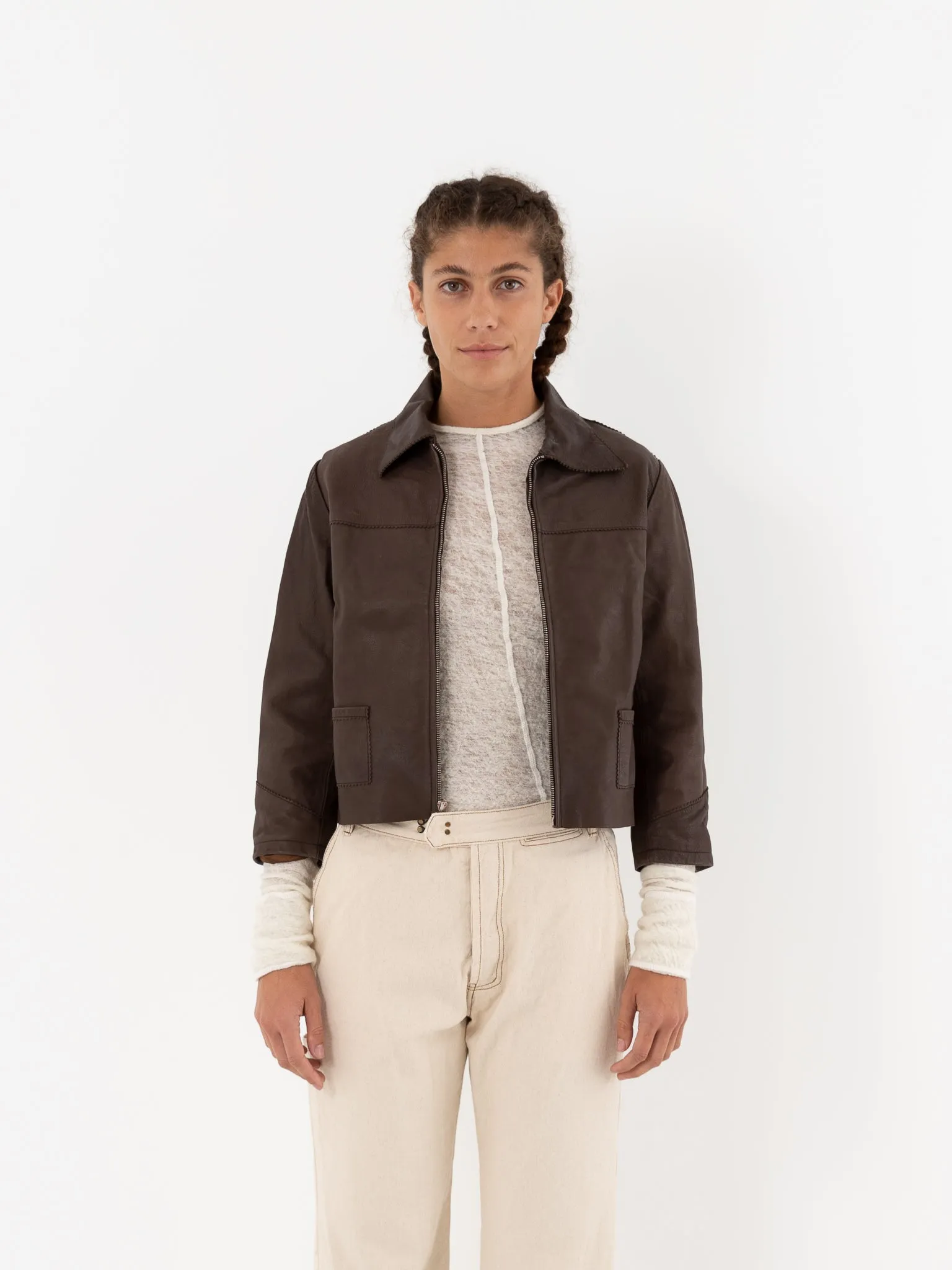 Hazel Brown Little Leather Jacket