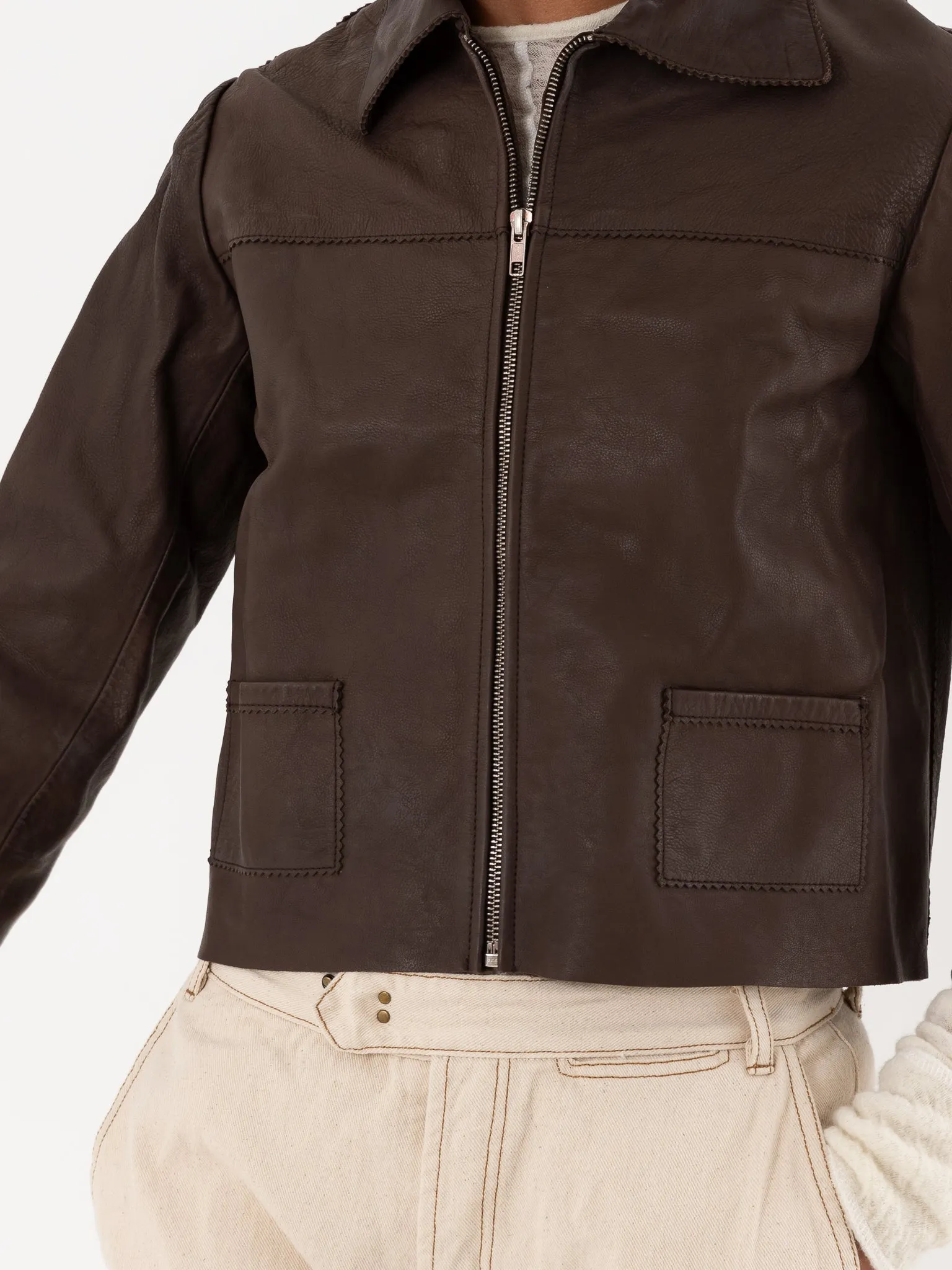 Hazel Brown Little Leather Jacket