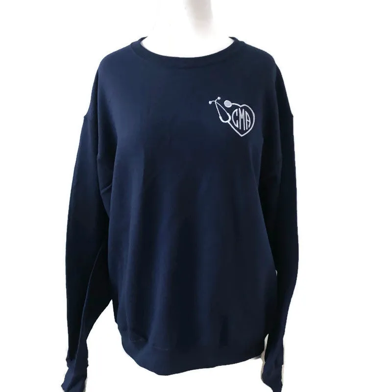 Heart Stethoscope Monogram Crewneck Sweatshirts