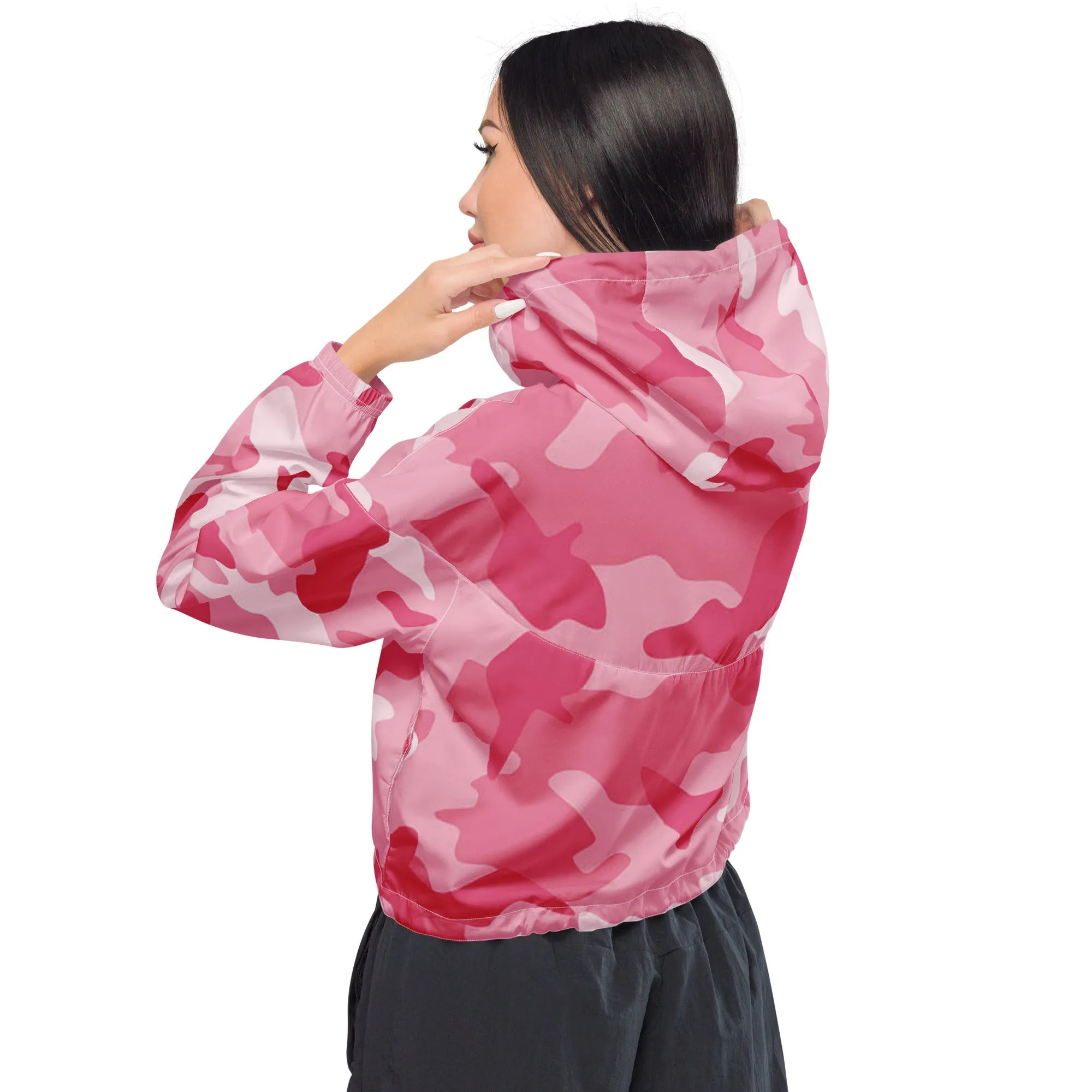 Humble Sportswear™ Women’s Camo Pink Cropped Windbreaker