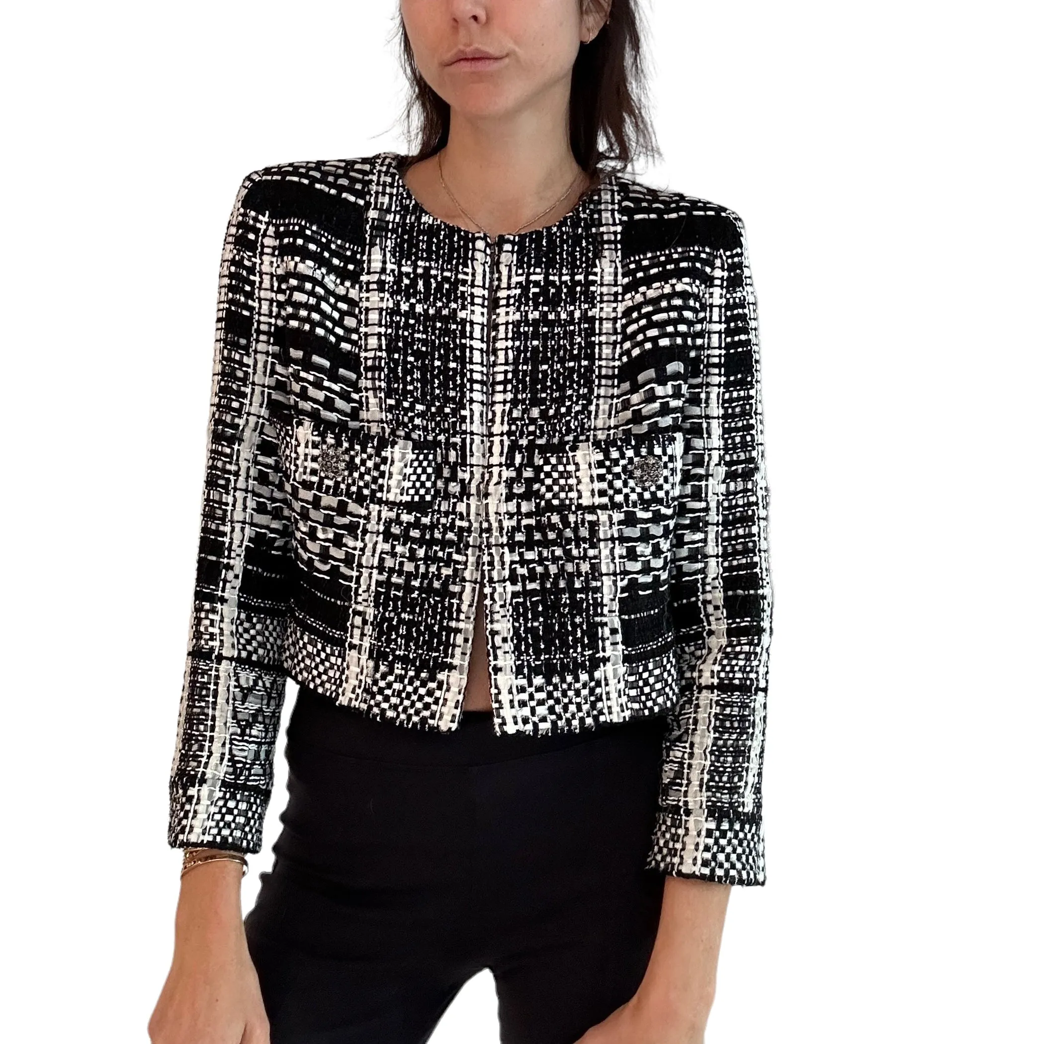 Iconic Lesage Black & White Cropped Blazer - S/M