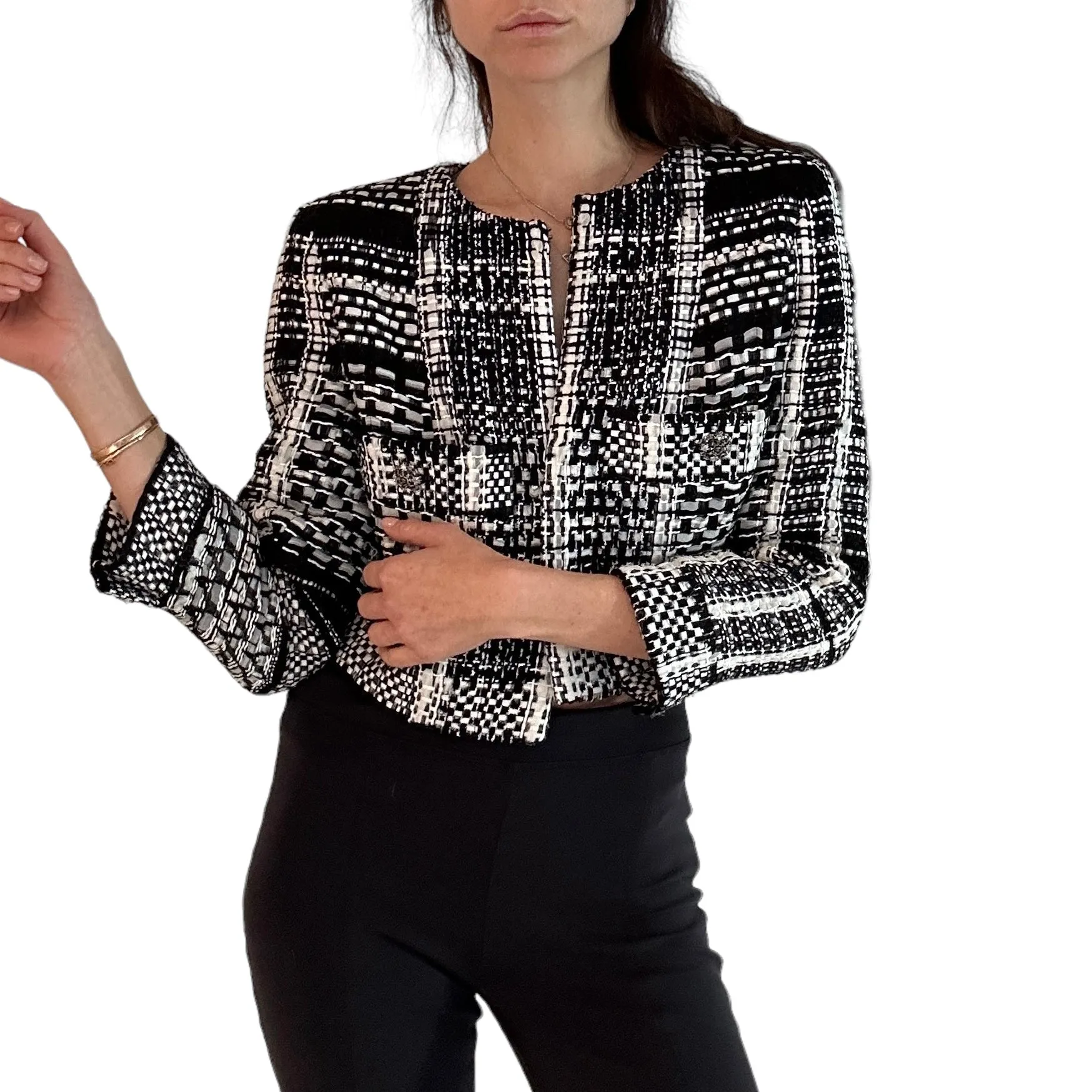 Iconic Lesage Black & White Cropped Blazer - S/M