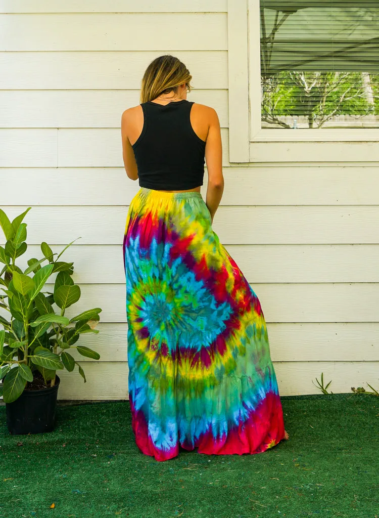 K4342- Hand Dyed Tiered Maxi Hippie Skirt