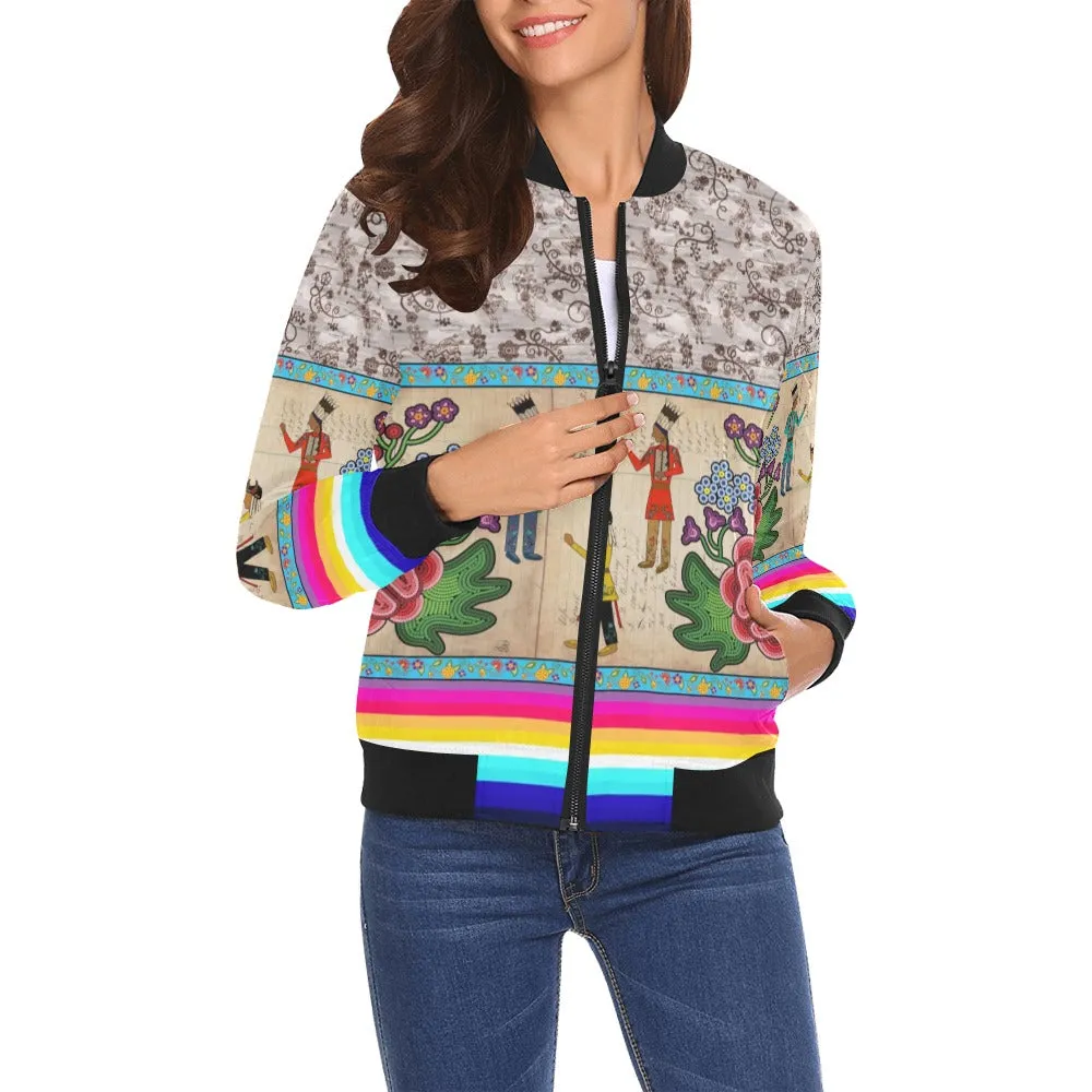 Kinship Ties All Over Print Bomber Jacket for Women