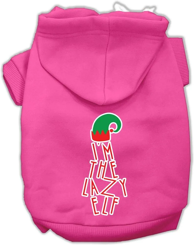 Lazy Elf Screen Print Pet Hoodie Bright Pink Xxxl (20)