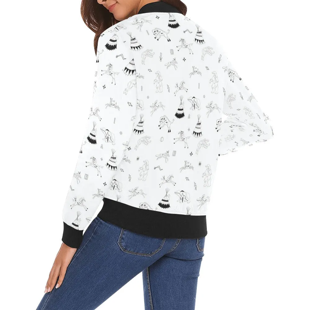 Ledger Dabbles White Bomber Jacket for Women