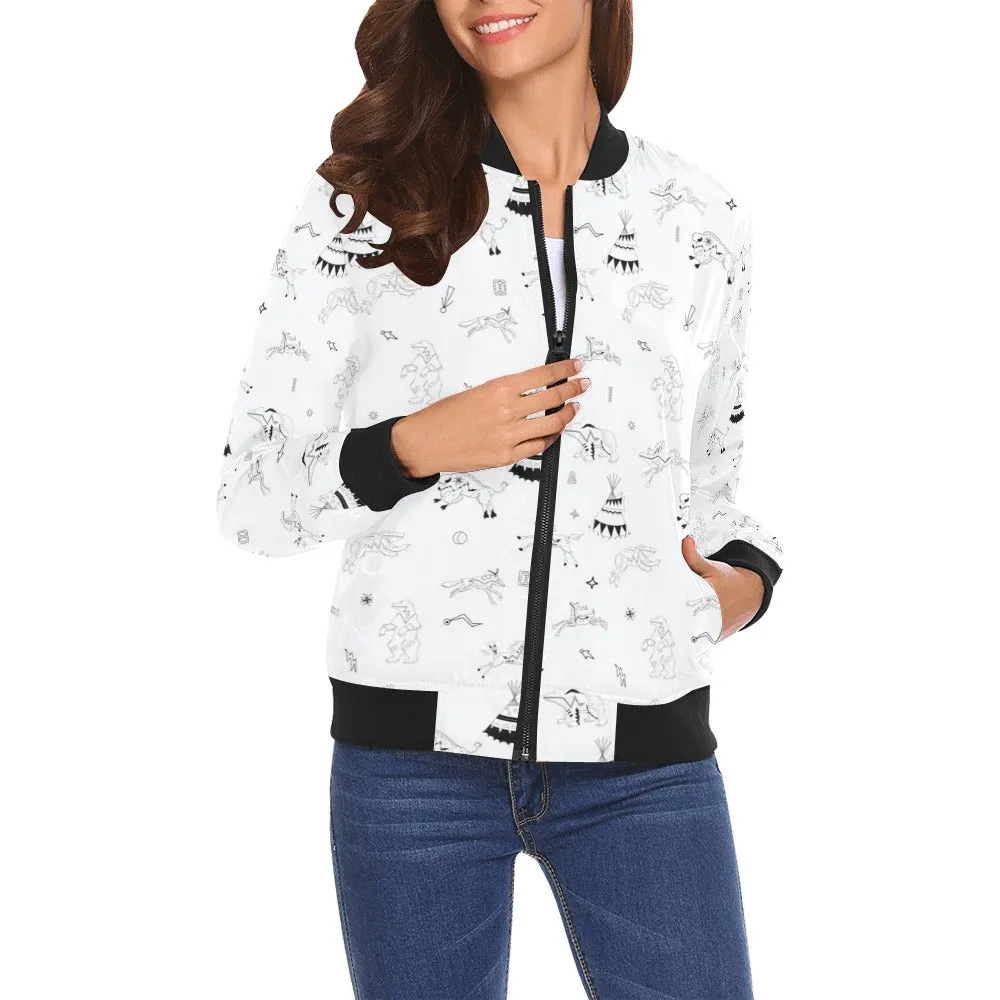 Ledger Dabbles White Bomber Jacket for Women