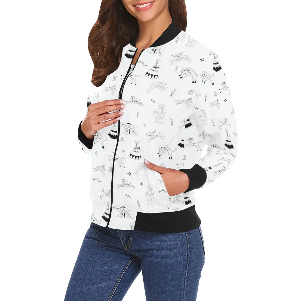 Ledger Dabbles White Bomber Jacket for Women