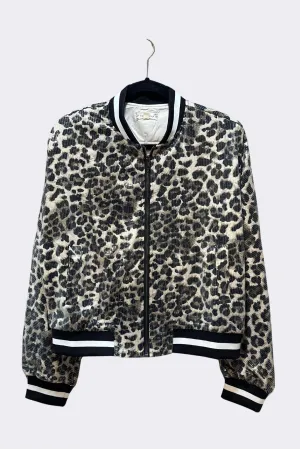 Leopard Sequin Bomber Jacket