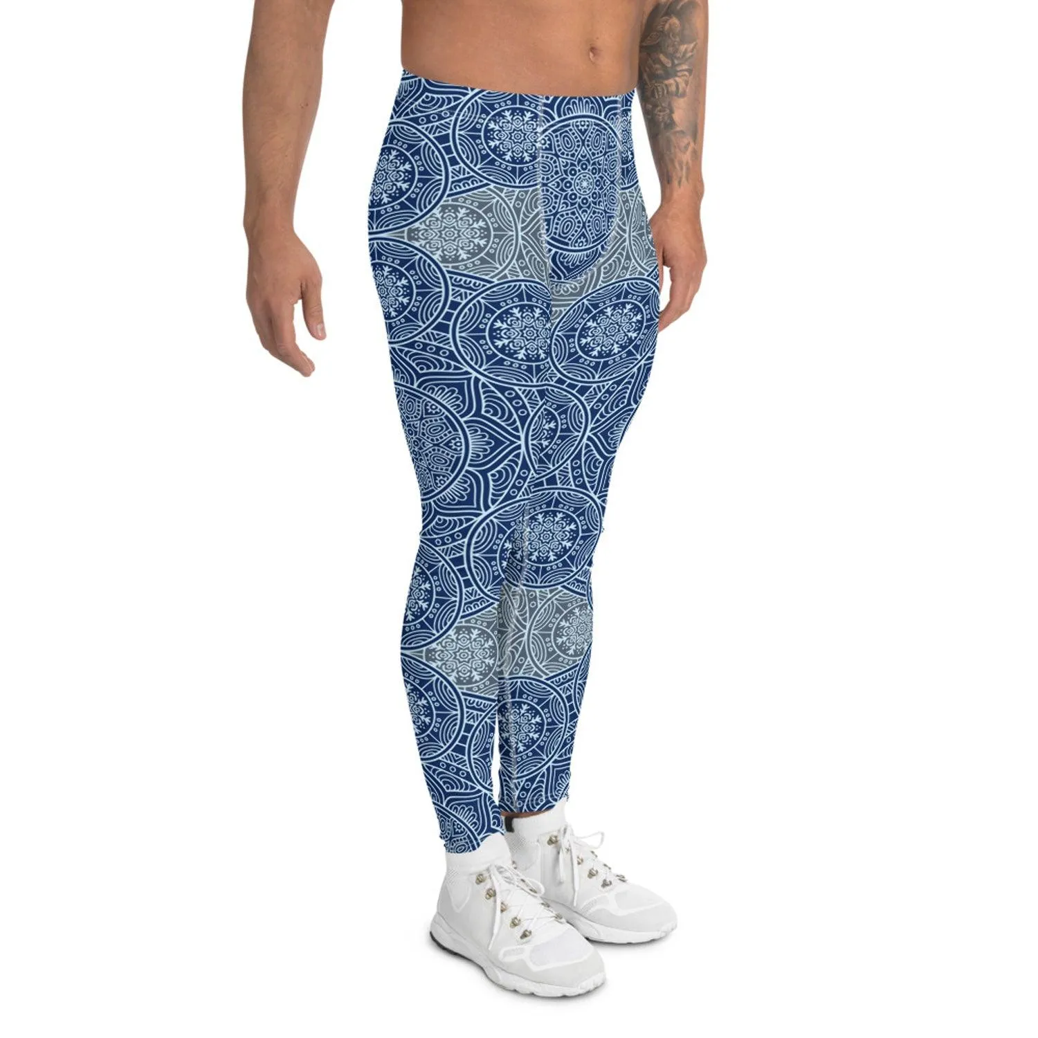 Light Blue Mandala Leggings for Men