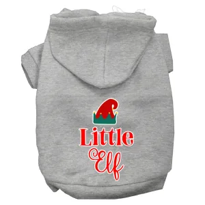 Little Elf Screen Print Dog Hoodie Grey M