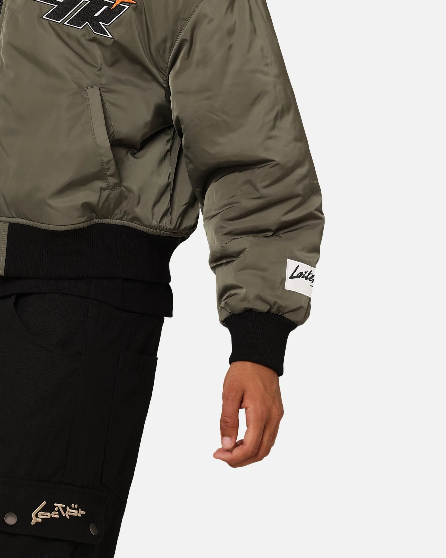 Loiter Shadow Cropped Bomber Jacket Khaki