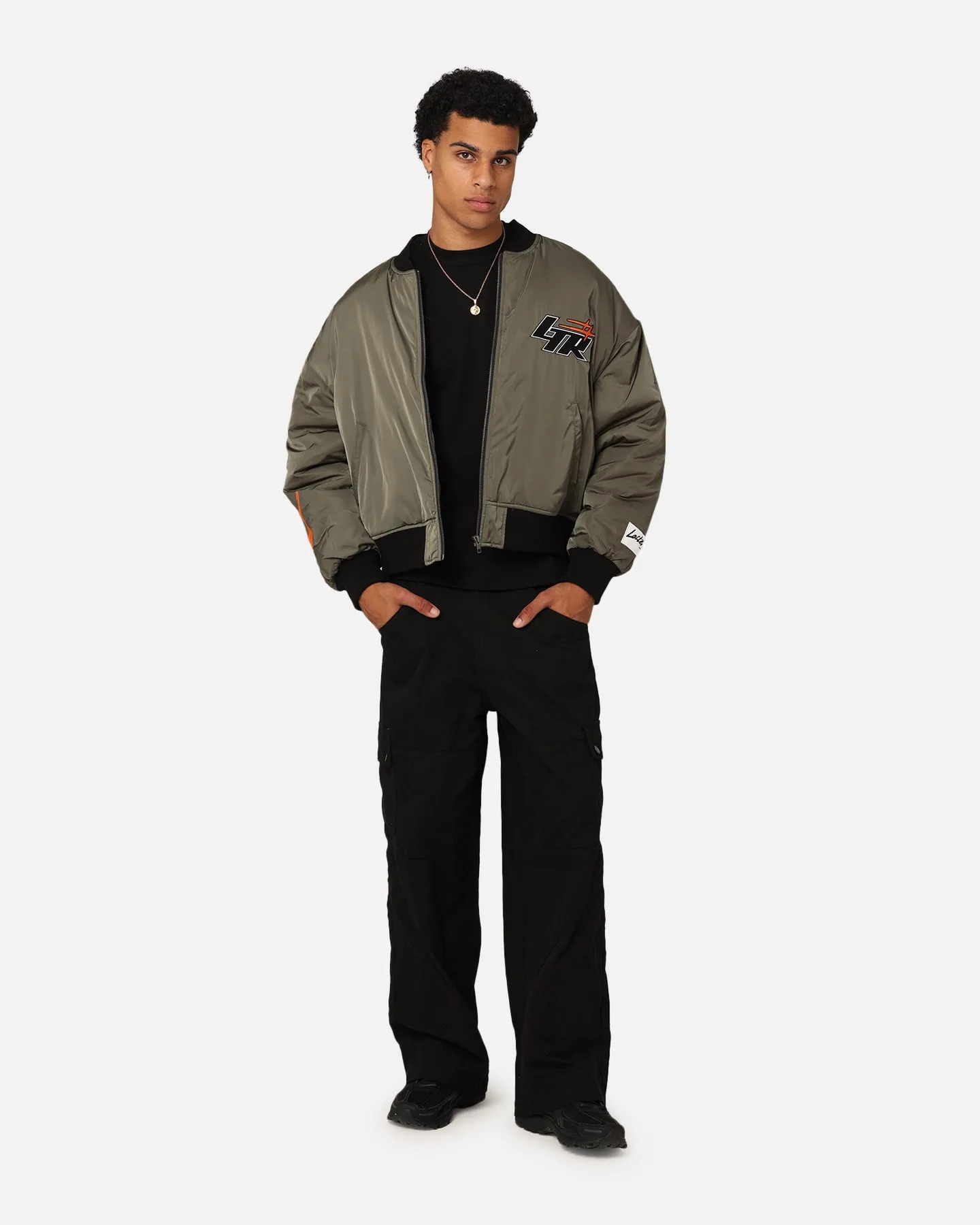 Loiter Shadow Cropped Bomber Jacket Khaki