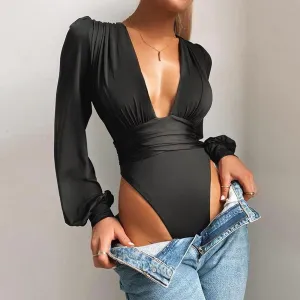 Long Sleeve V-neck Bodysuit