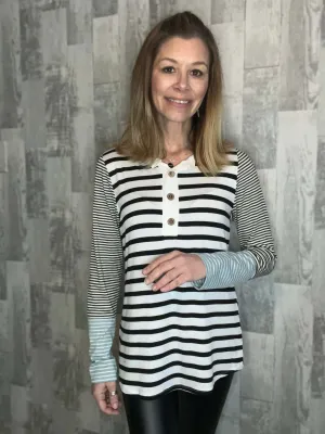 Look No Further Stripe Henley Top