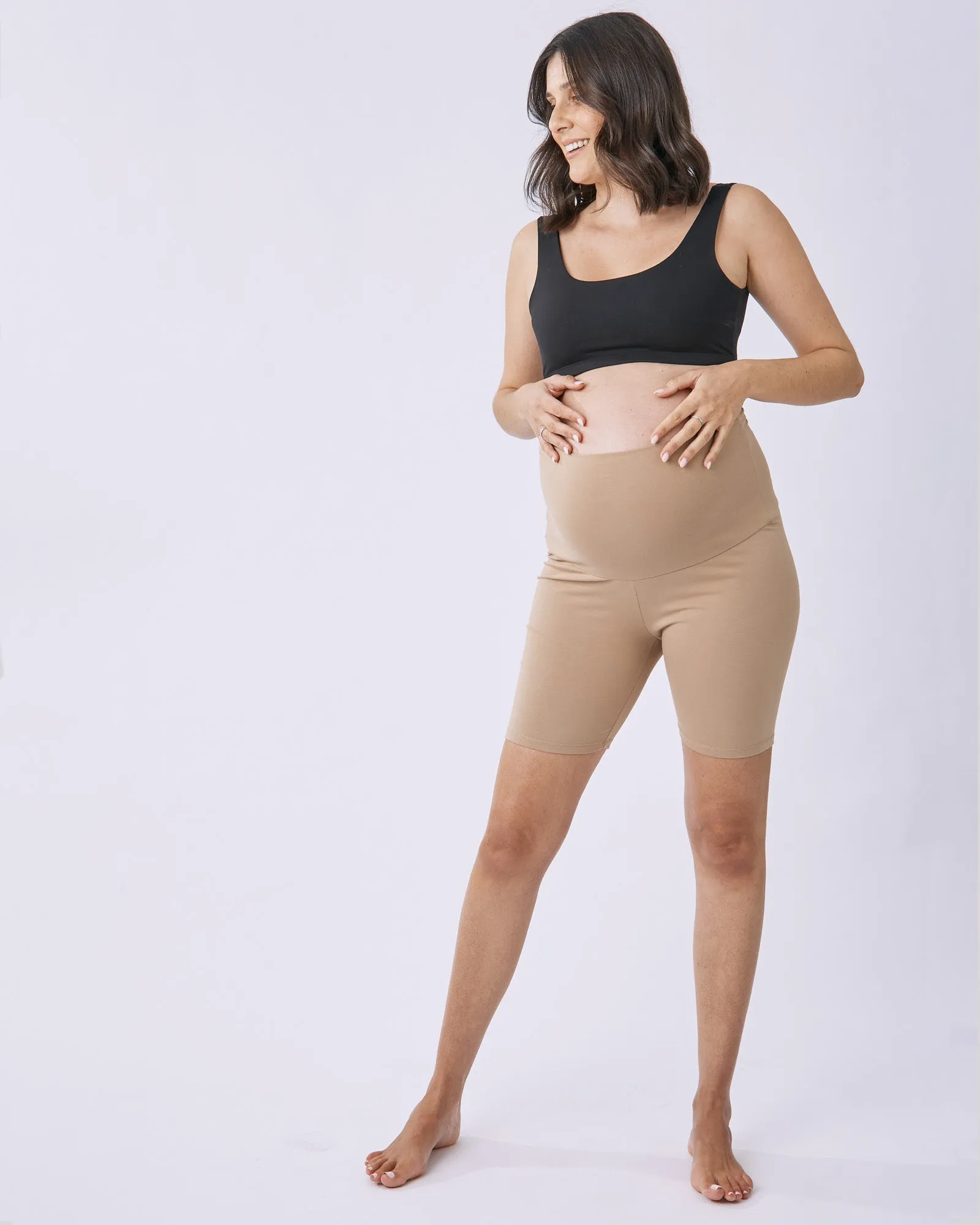 Maternity Cotton Bike Shorts - Nude