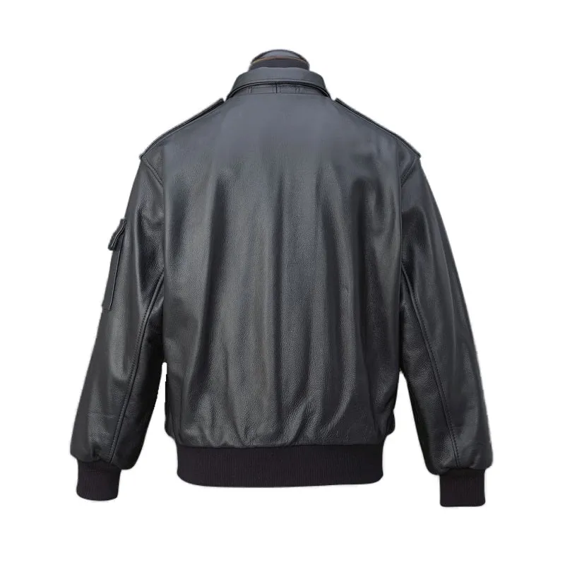 Men’s Aviator A-2 Black Tornado Bomber Jacket