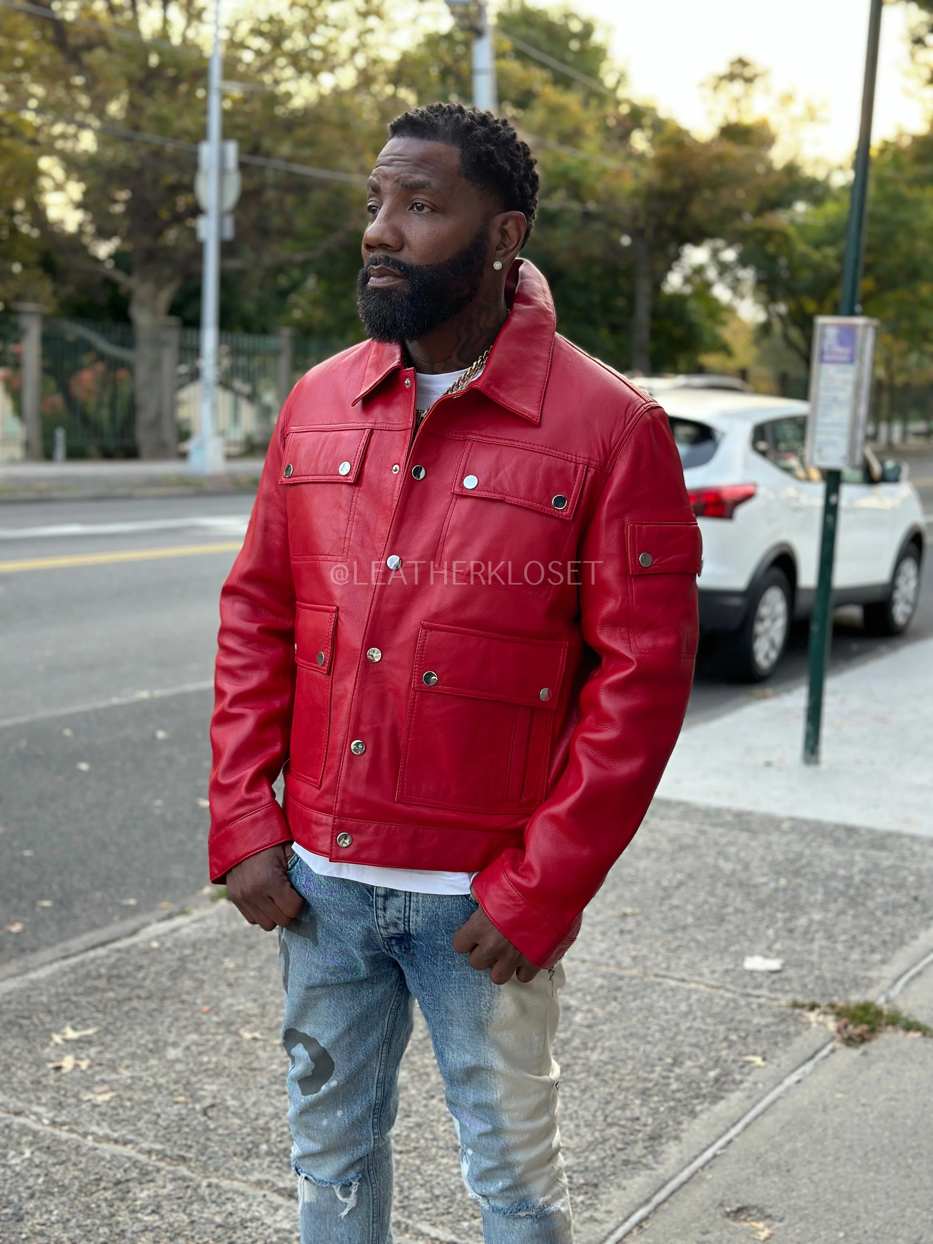 Men's Jax 2.0    Leather Jacket [Red]