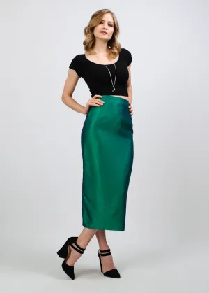 Metallic Beetle Green Pencil Skirt