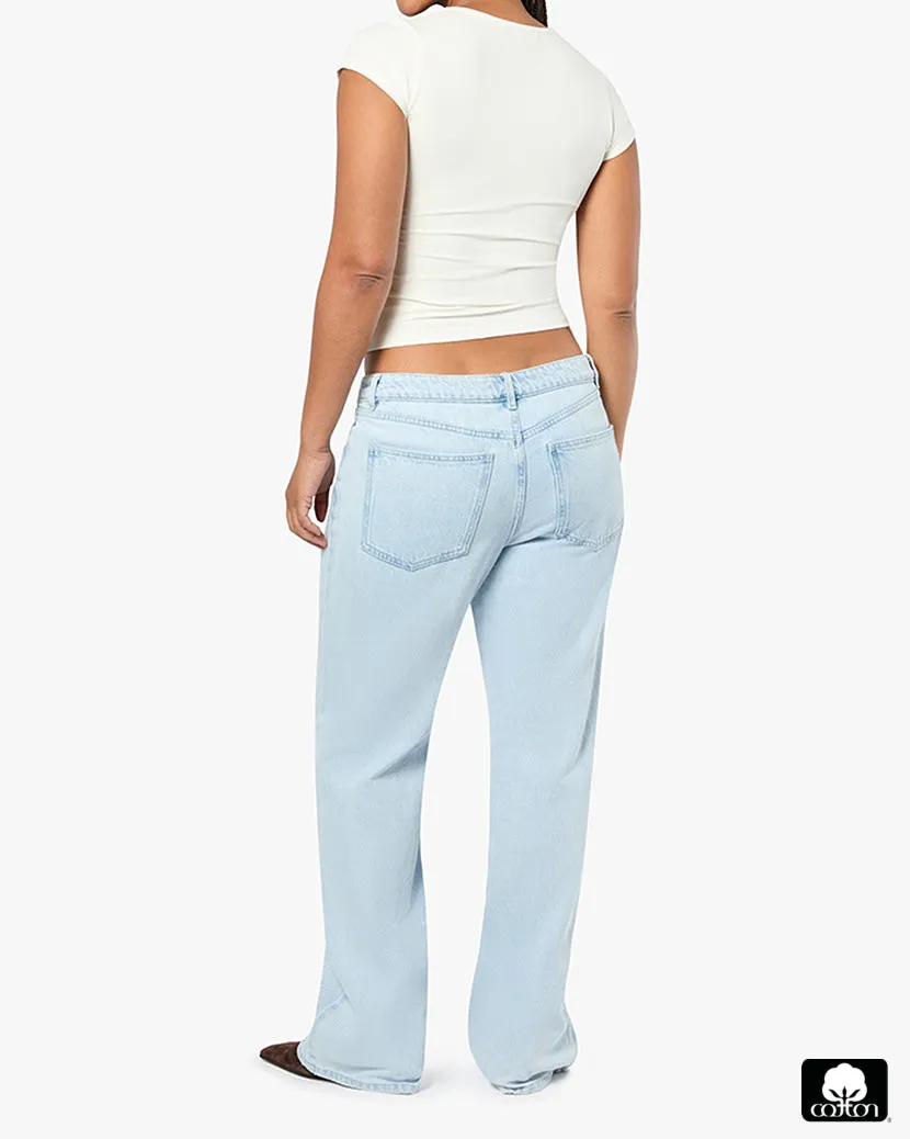 Mid Rise Slim Straight Pant