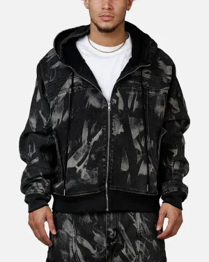 MNML Double Denim Hood Bomb Jacket Black