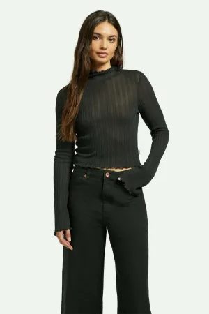 Novelty Ribbed Turtleneck L/S - Washed Black