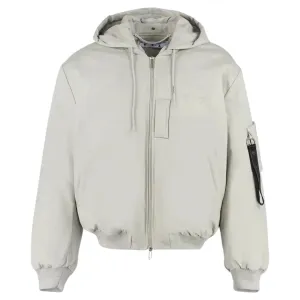 Off-White Plain Abbey Stone Vintage White Bomber Jacket