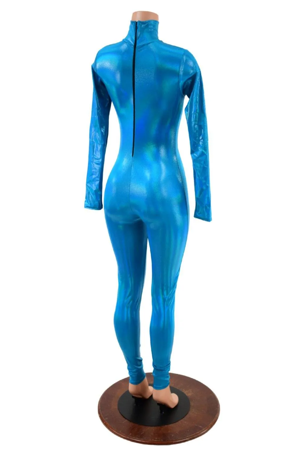 Peacock Catsuit with Back Zipper