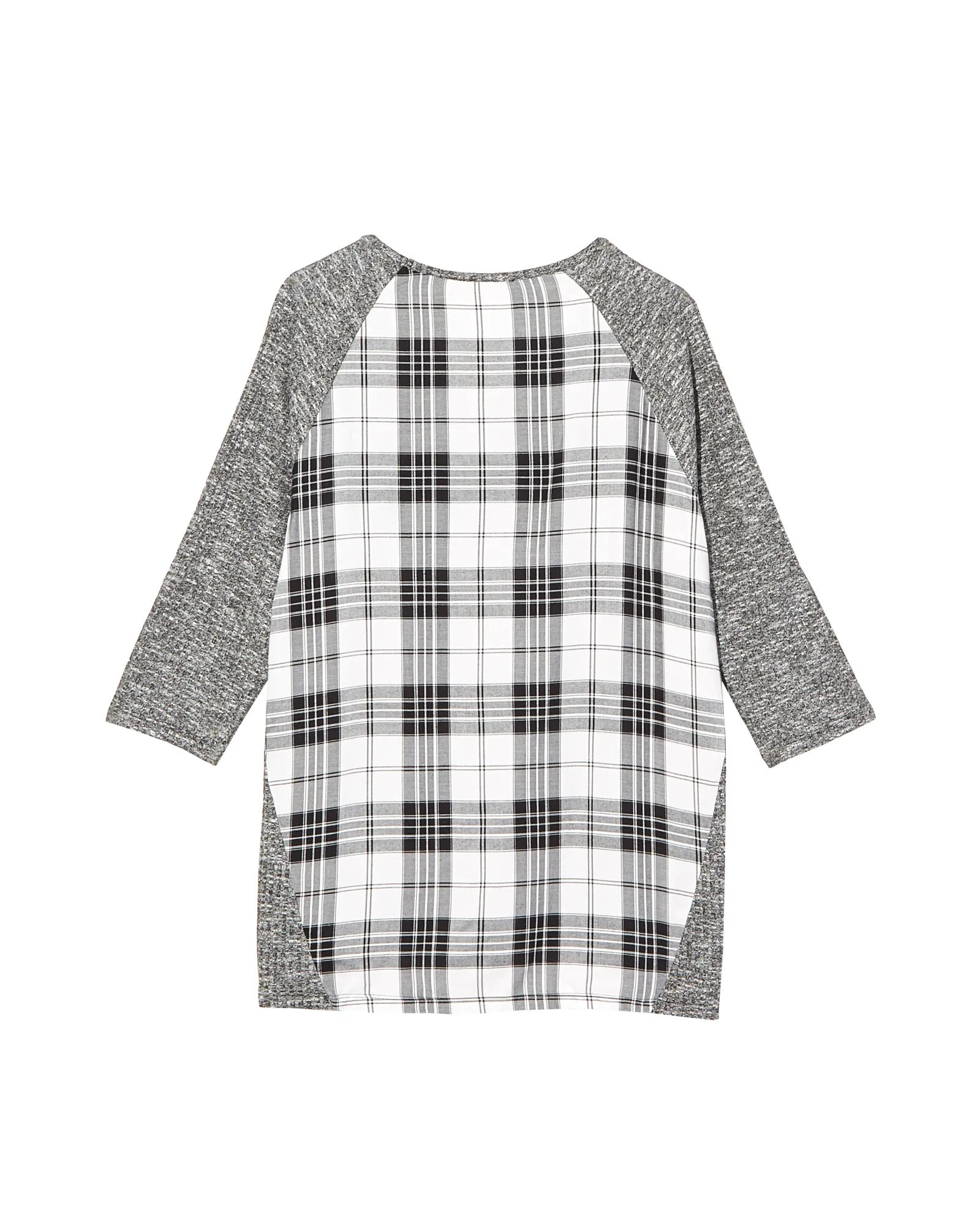 Phoebe Mixed Media Top | Charcoal Grey / White