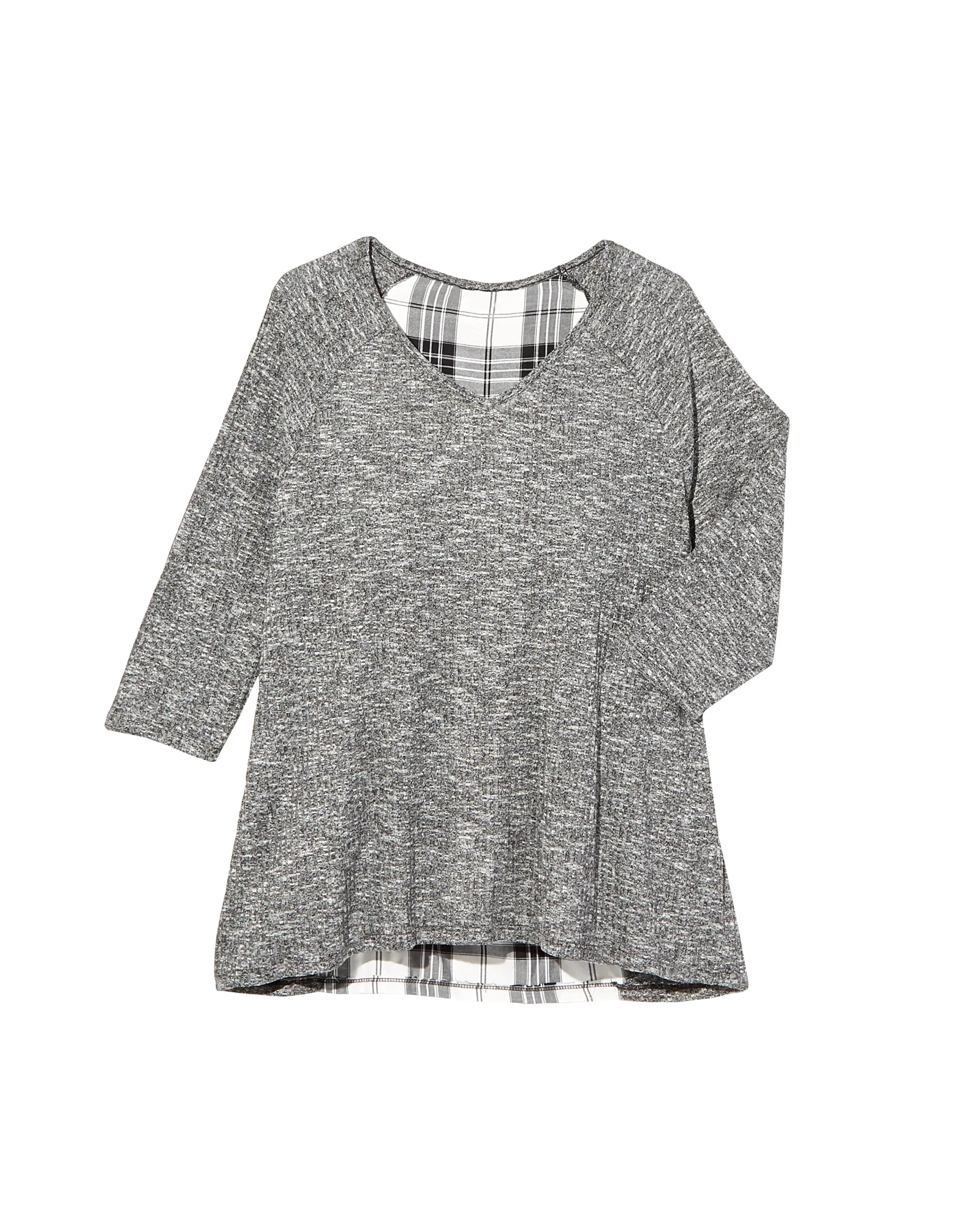 Phoebe Mixed Media Top | Charcoal Grey / White