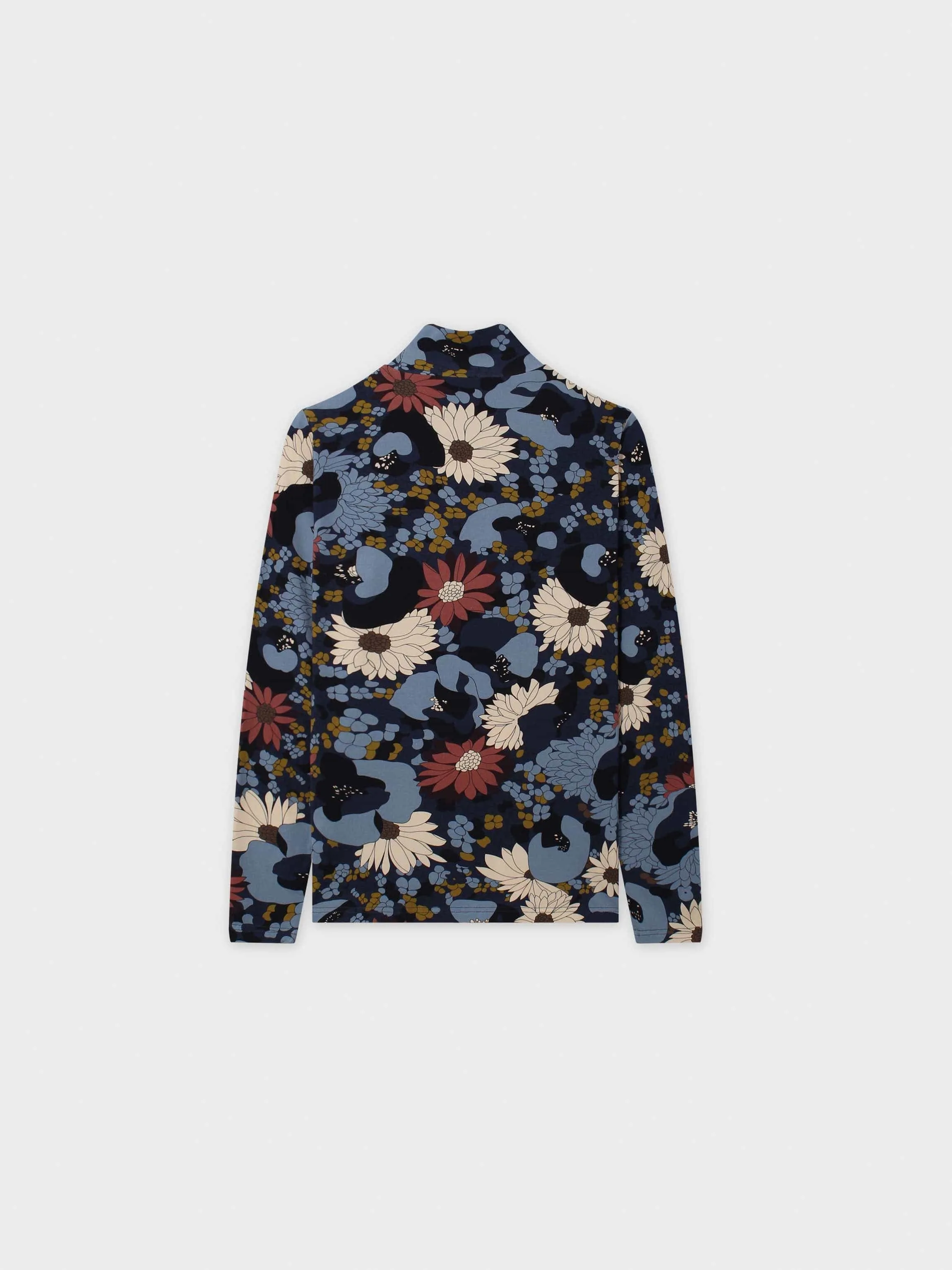 Printed Modal Turtleneck-Blue Pebbled