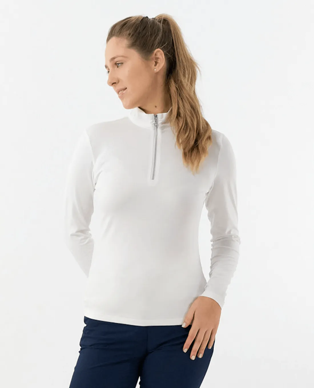 PURE GOLF Tranquility Mid-Zip Top 443 White