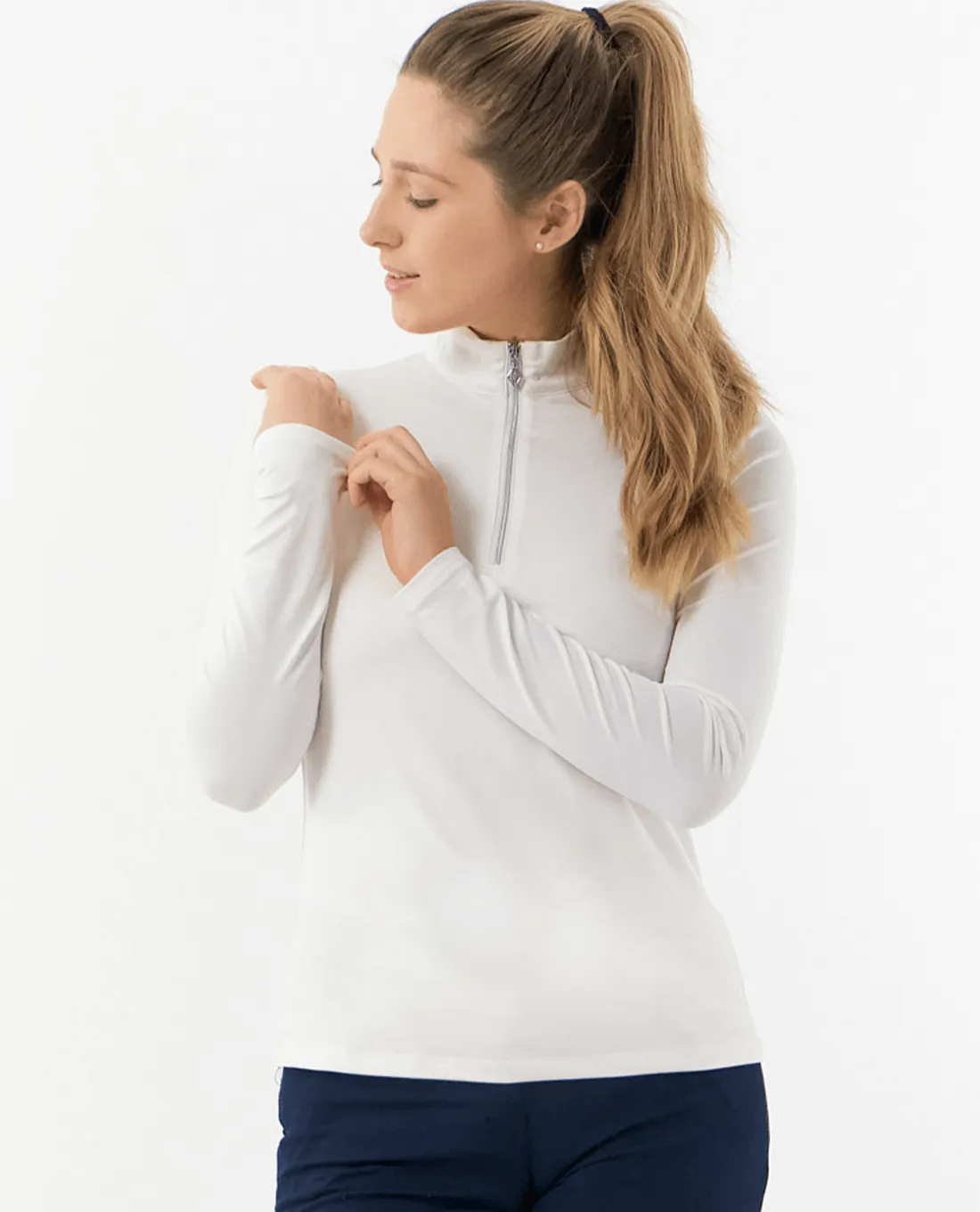 PURE GOLF Tranquility Mid-Zip Top 443 White