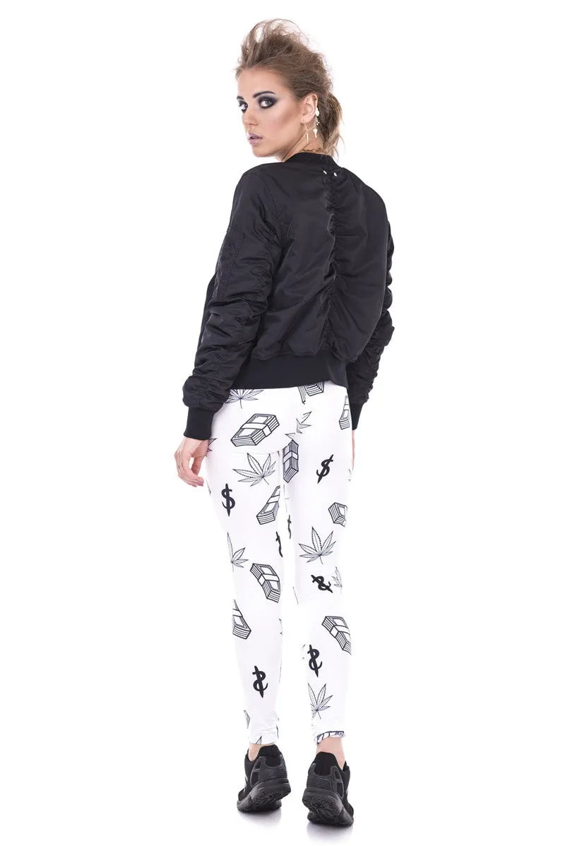 Regular Leggings (8-12 UK Size) - Weed and Money White