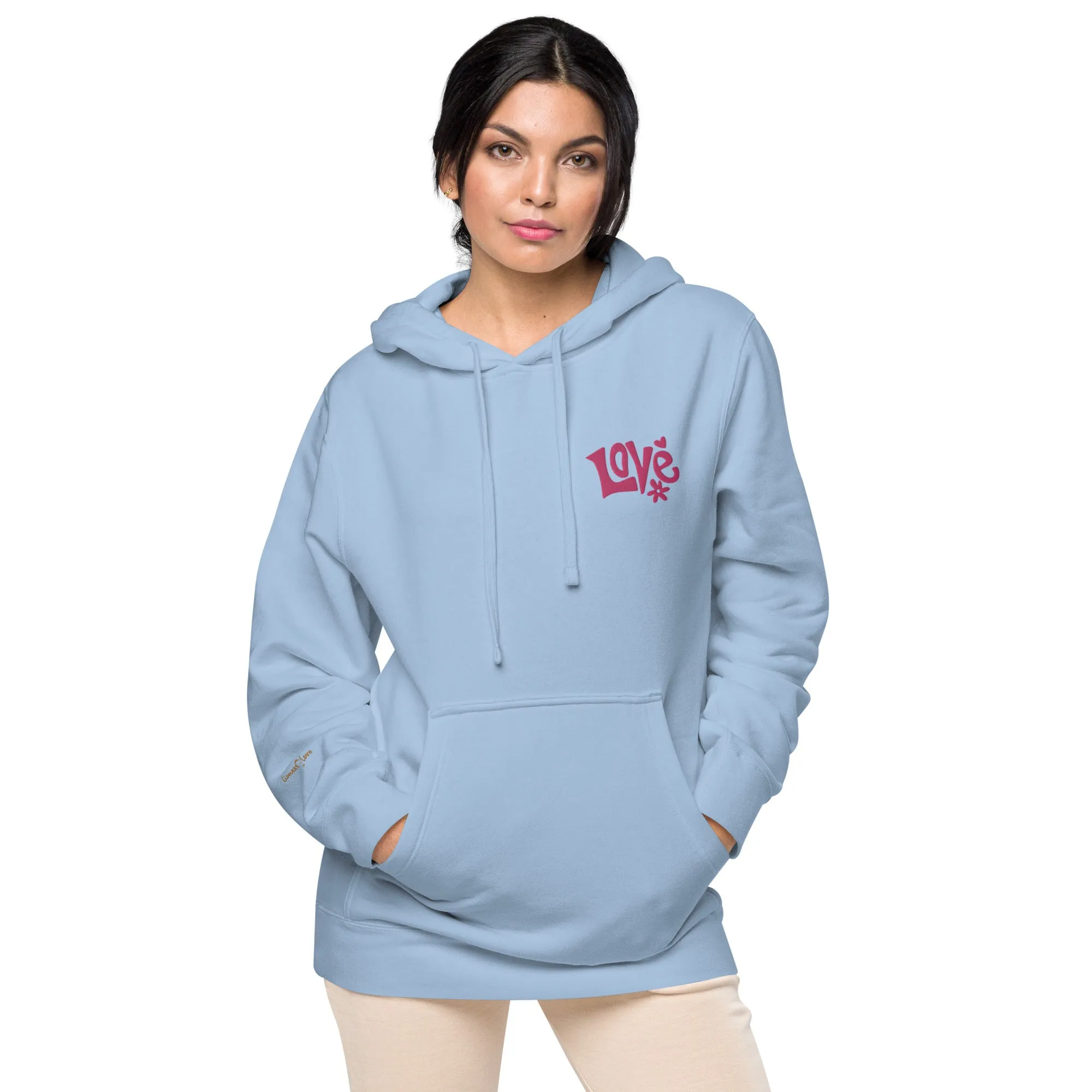 Retro Love Design Unisex Pigment-Dyed Hoodie